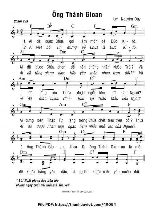 Ông Thánh Gioan - Lm. Nguyễn Duy - trang 1
