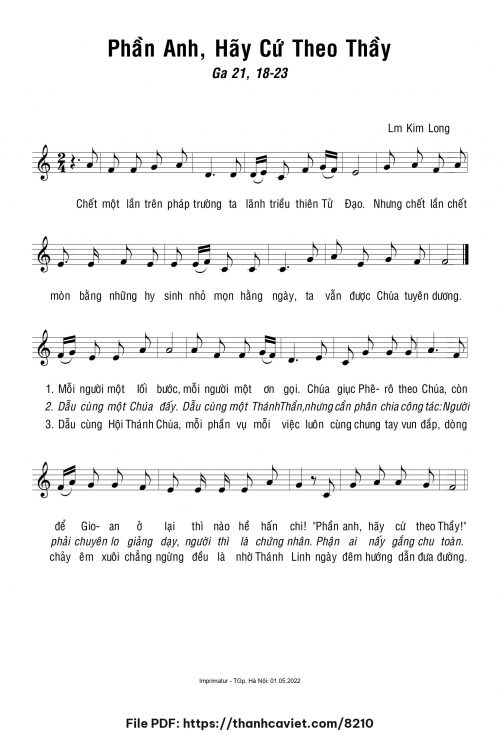Phần anh hãy cứ theo Thầy - Lm. Kim Long - trang 1