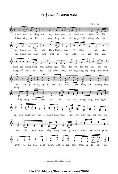 Phận người mong manh - Sr. Hiền Hòa - trang 1