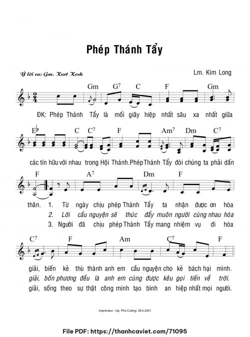 Phép Thanh Tẩy - Lm. Kim Long - trang 1