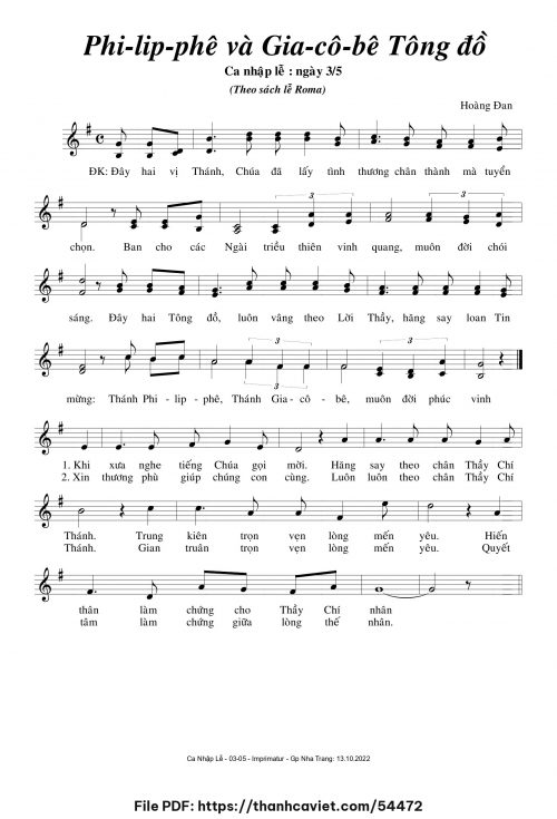 Philipphê và Giacôbê Tông Đồ - Hoàng Đan - trang 1