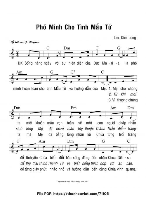 Phó mình cho tình mẫu tử - Lm. Kim Long - trang 1