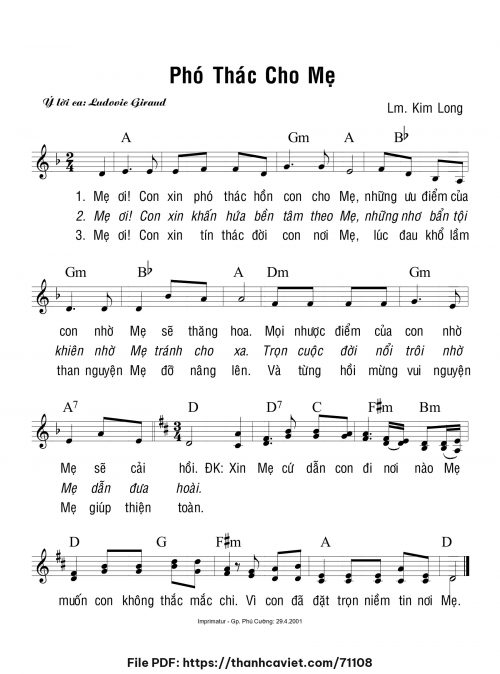 Phó thác cho Mẹ - Lm. Kim Long - trang 1
