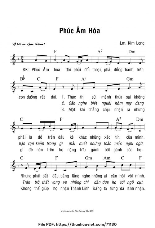 Phúc Âm hóa - Lm. Kim Long - trang 1