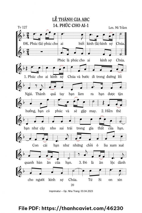 Phúc cho ai 1 [Tv 127, Lễ Thánh Gia ABC] – - Lm. Mi Trầm - trang 1