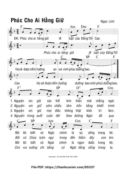 Phúc cho ai hằng giữ - Ngọc Linh - trang 1