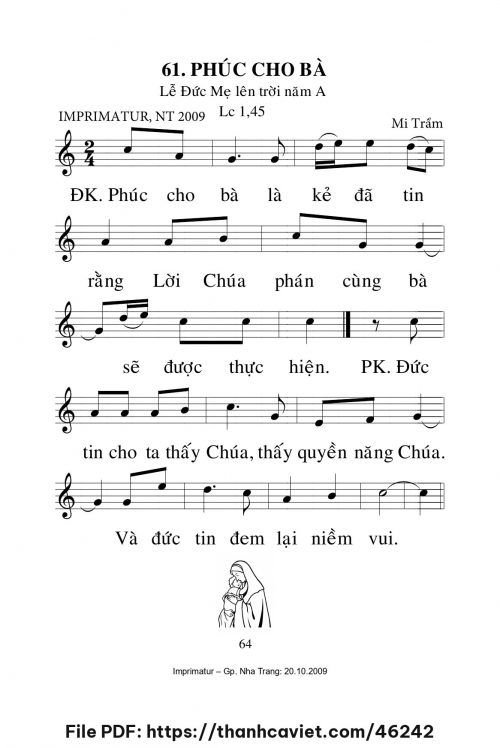 Phúc cho bà [Lễ Đức Mẹ lên trời năm A] – - Lm. Mi Trầm - trang 1
