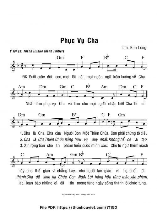 Phục vụ Cha - Lm. Kim Long - trang 1