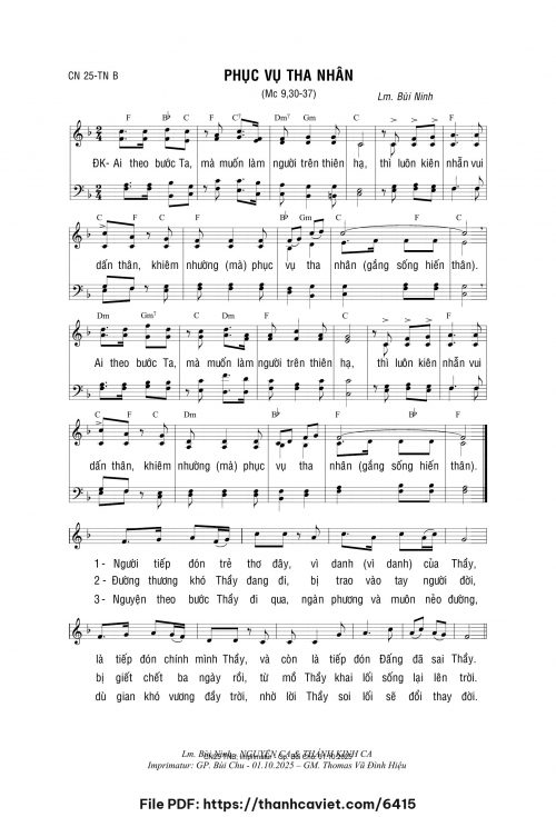 Phục vụ tha nhân - Lm. Bùi Ninh - trang 1