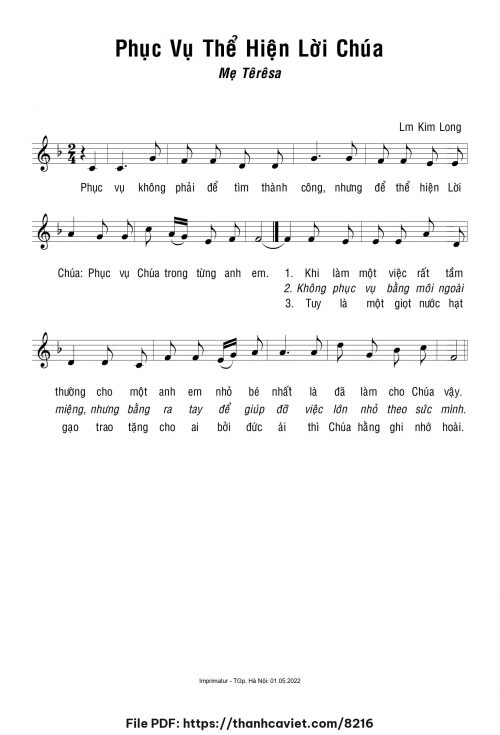 Phục vụ thể hiện Lời Chúa - Lm. Kim Long - trang 1