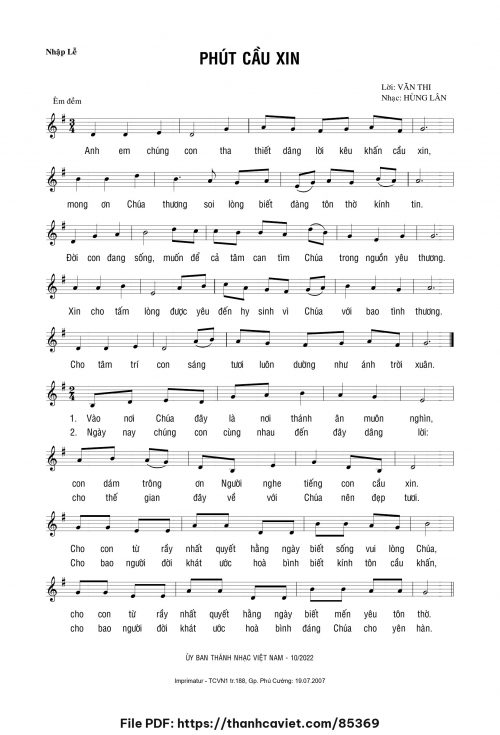 Phút cầu xin - Hùng Lân - Lời: Văn Thi - trang 1