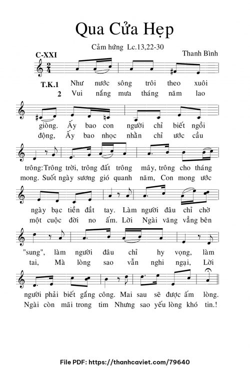 Qua cửa hẹp - Lm. Thanh Bình - trang 1