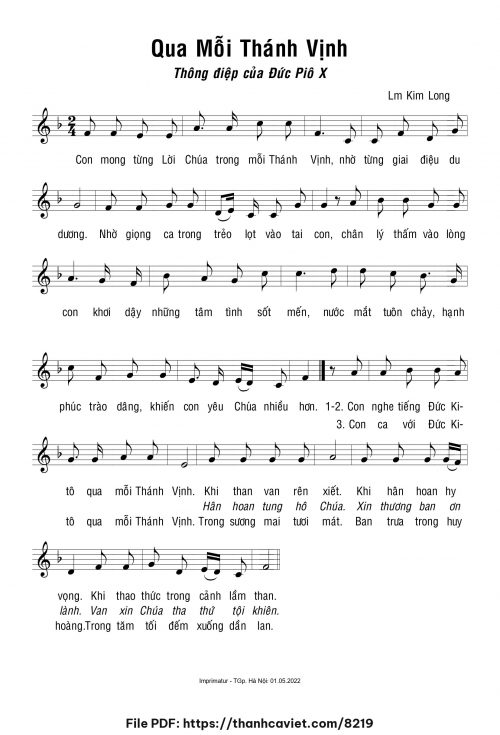 Qua mỗi thánh vịnh - Lm. Kim Long - trang 1