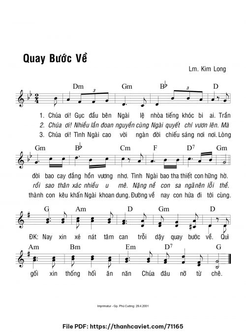 Quay bước về - Lm. Kim Long - trang 1