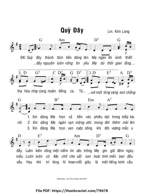 Quỳ đây - Lm. Kim Long - trang 1