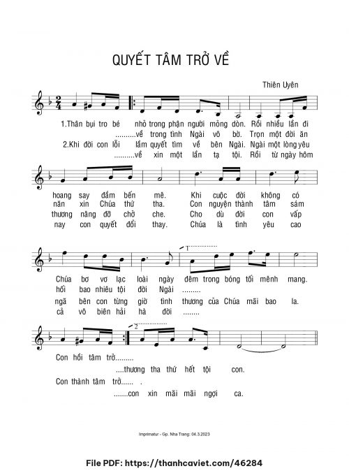 Quyết tâm trở về - Sr. Thiên Uyên - trang 1