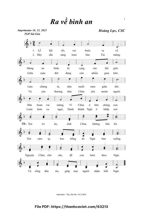 Ra về bình an - Hoàng Lực, CSC - trang 1