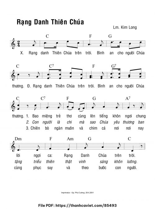 Rạng danh Thiên Chúa - Lm. Kim Long - trang 1