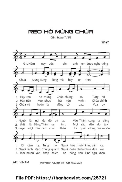 Reo hò mừng Chúa - Vinam - trang 1