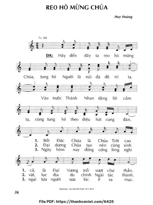 Reo hò mừng Chúa - Lm. Huy Hoàng - trang 1