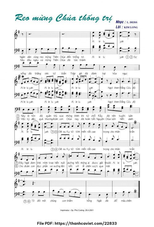 Reo mừng Chúa thống trị - Lm. Kim Long - trang 1