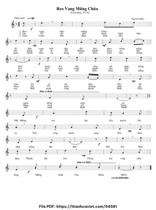 Reo vang mừng Chúa - Nguyên Kha - trang 1