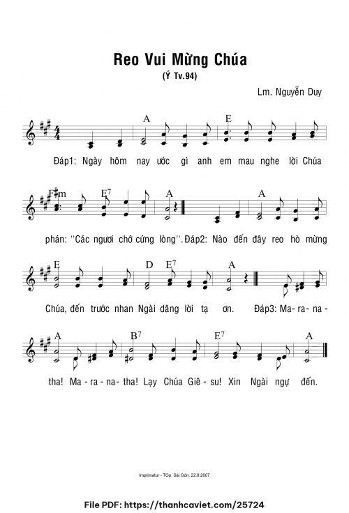Reo vui mừng Chúa - Lm. Nguyễn Duy - trang 1