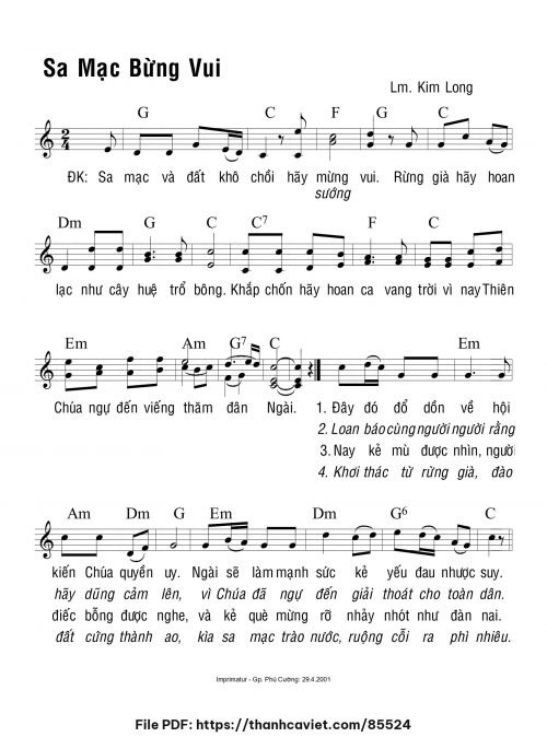 Sa mạc bừng vui - Lm. Kim Long - trang 1