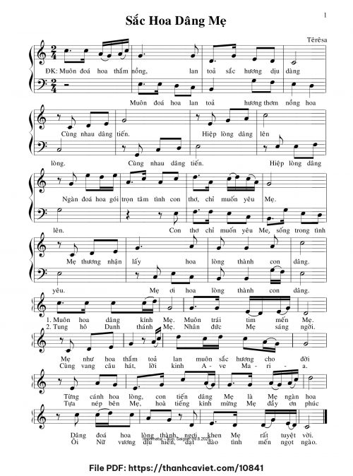 Sắc hoa dâng Mẹ - Sr. Têrêsa - trang 1