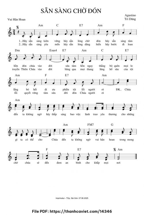 Sẵn sàng chờ đón - Augustino Trí Dũng - trang 1
