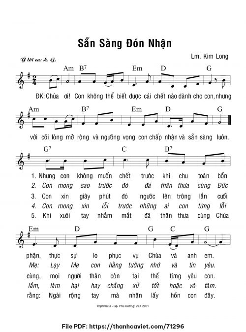 Sẵn sàng đón nhận - Lm. Kim Long - trang 1
