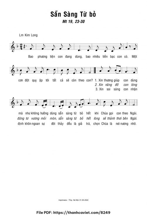 Sẵn sàng từ bỏ - Lm. Kim Long - trang 1