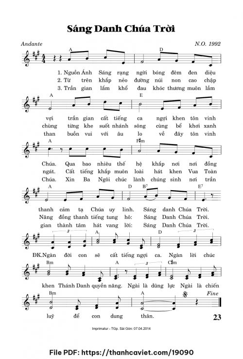 Sáng danh Chúa Trời - Trần Quang Hiển - trang 1