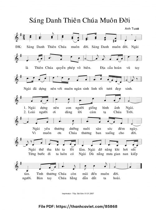 Sáng Danh Thiên Chúa muôn đời - Anh Tuấn - trang 1