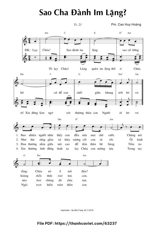 Sao Cha đành im lặng? - Cao Huy Hoàng - trang 1