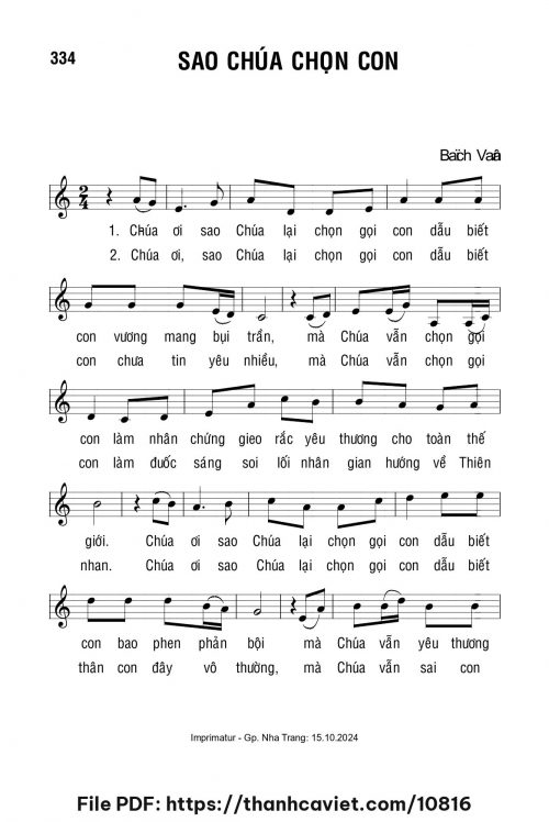 Sao Chúa chọn con - Lm. Bạch Vân - trang 1