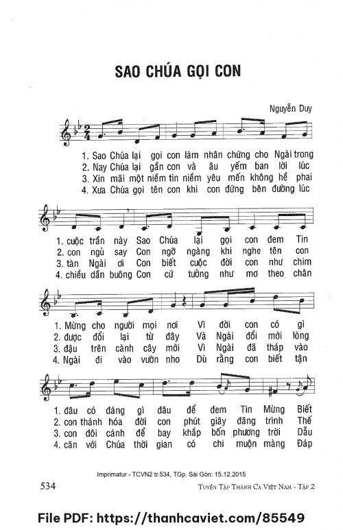 Sao Chúa gọi con - Lm. Nguyễn Duy - trang 1