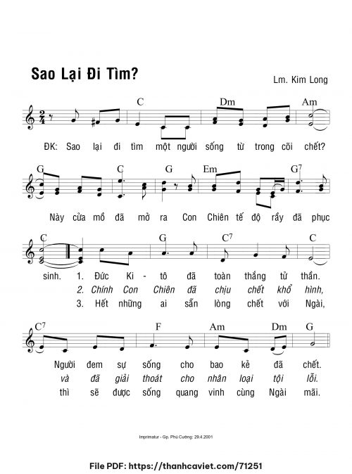 Sao lại đi tìm? - Lm. Kim Long - trang 1