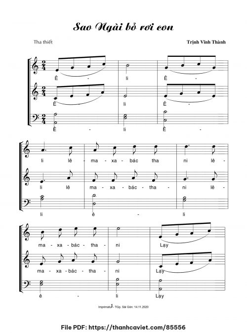 Sao Ngài bỏ rơi con - Trịnh Vĩnh Thành - trang 1