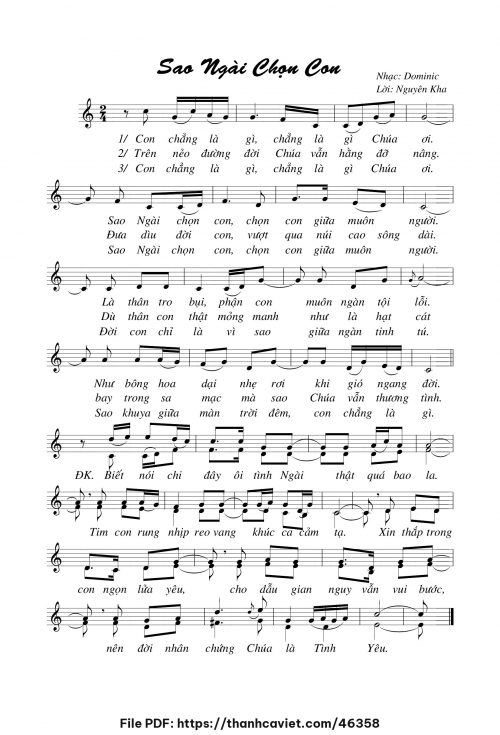 Sao Ngài chọn con - Lm. Dominic - trang 1