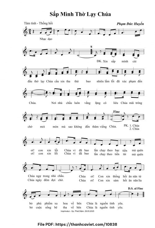 Sấp mình thờ lạy Chúa - Phạm Đức Huyến - trang 1