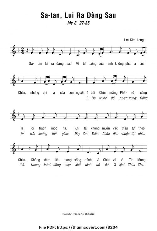 Satan lui ra đàng sau - Lm. Kim Long - trang 1