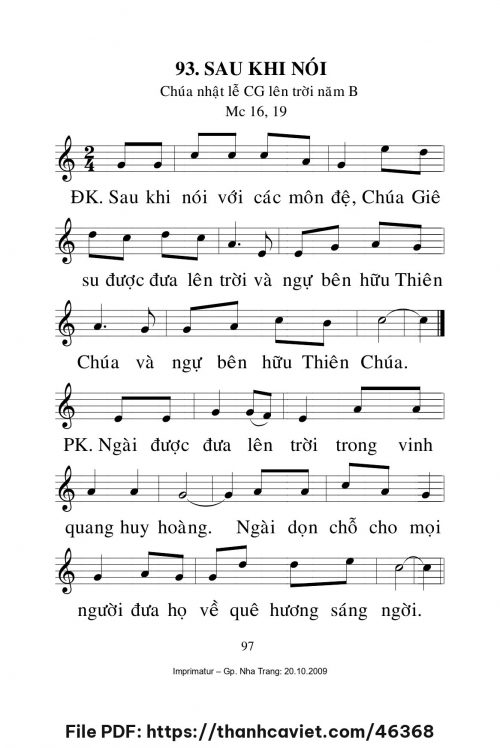 Sau khi nói [Lễ Chúa Giêsu lên trời năm B] – - Lm. Mi Trầm - trang 1