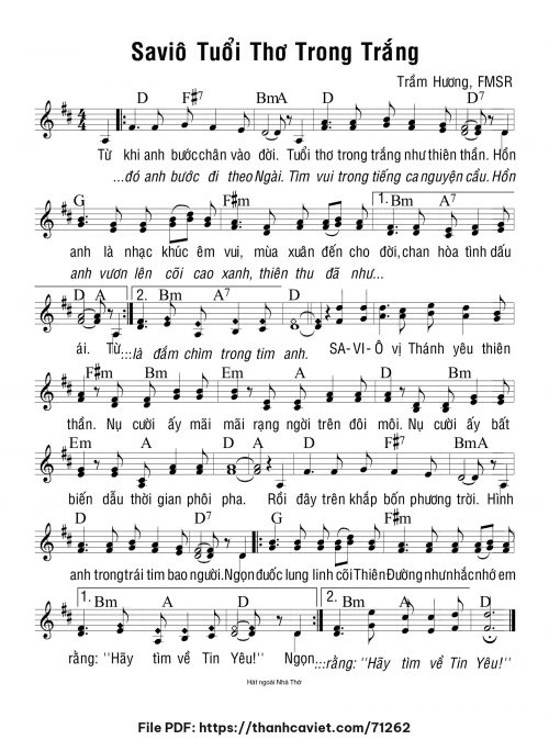Saviô tuổi thơ trong trắng - Sr. Trầm Hương - trang 1