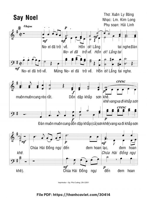 Say Noel - Lm. Kim Long - ĐÔ. Xuân Ly Băng - trang 1