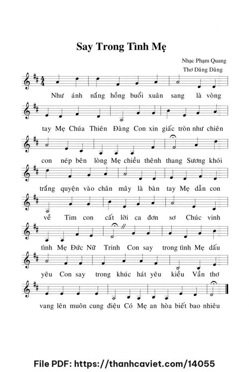 Say trong tình Mẹ - Lm. Phạm Quang, OP - trang 1