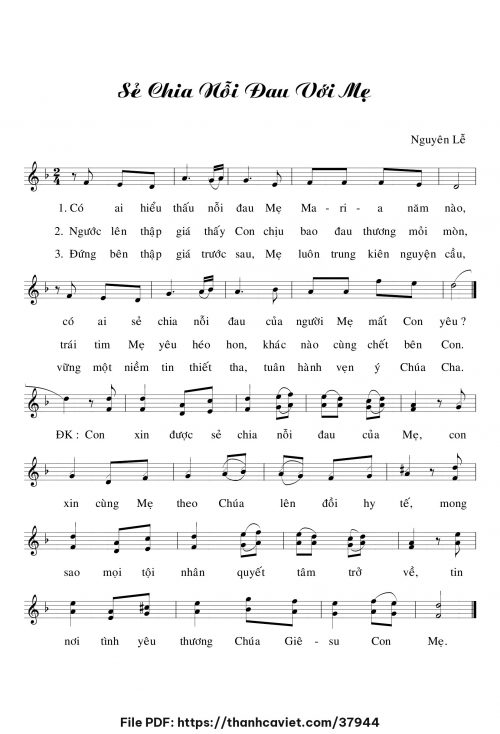 Sẻ chia nỗi đau với Mẹ - Lm. Nguyên Lễ - trang 1