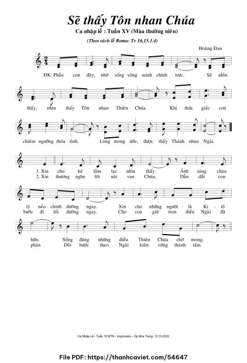 Sẽ thấy tôn nhan Chúa - Hoàng Đan - trang 1