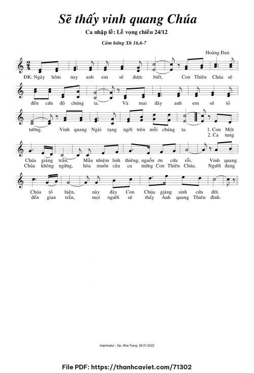 Sẽ thấy vinh quang Chúa - Hoàng Đan - trang 1