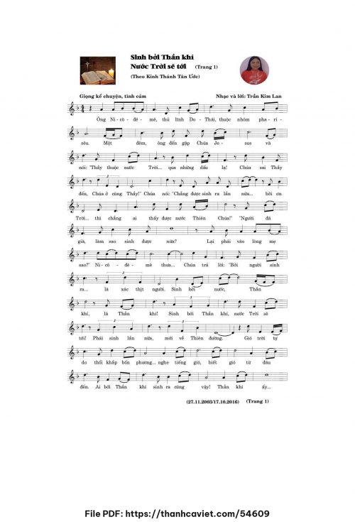 Sinh bởi Thần khí, nước Trời sẽ tới - Trần Kim Lan - trang 1